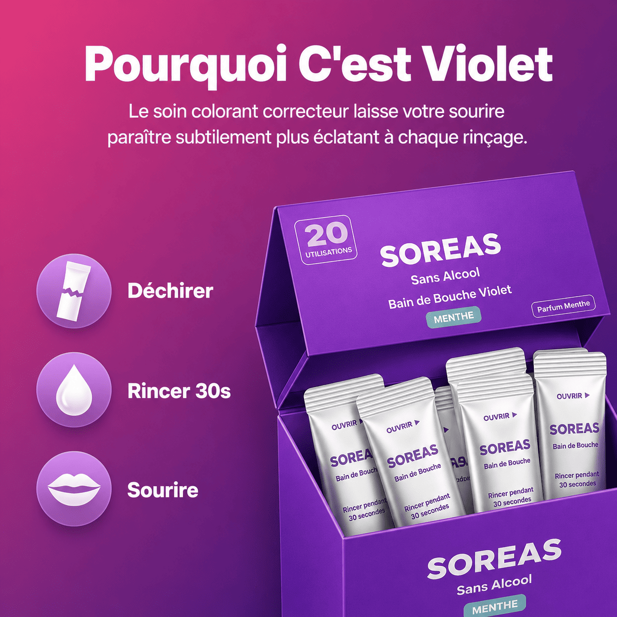 Souriez enfin sans penser à la couleur de vos dents en seulement 30 secondes.